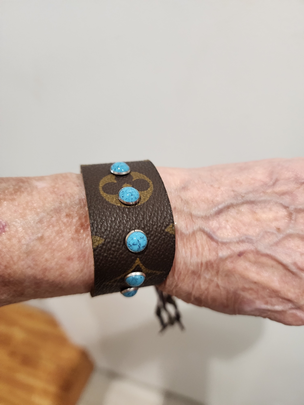Upcycle-Genuine Leather Cuff Bracelet with adjustable straps